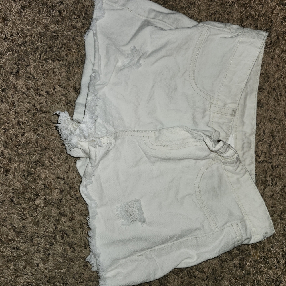 White jean shorts